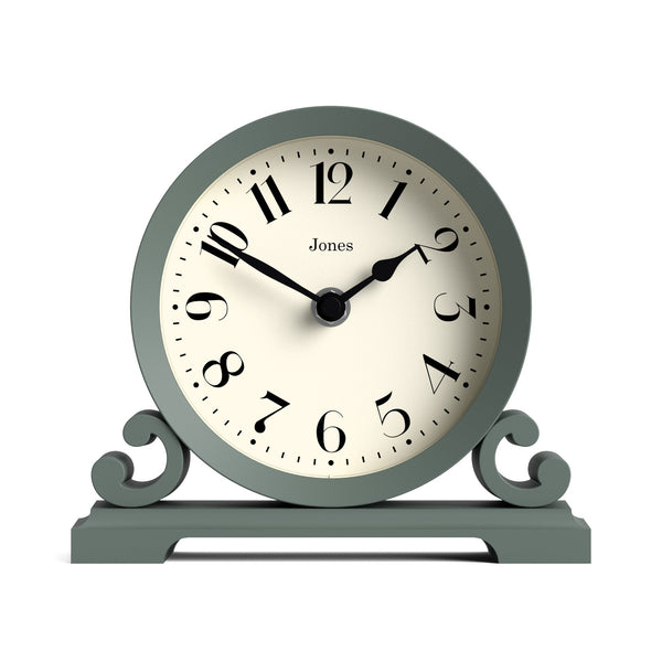 Jones Saloon mantel clock in asparagus green